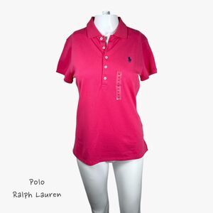 Polo Ralph Lauren Women's Slim Fit Stretch Mesh Polo Shirt in Raspberry Ice Sz M